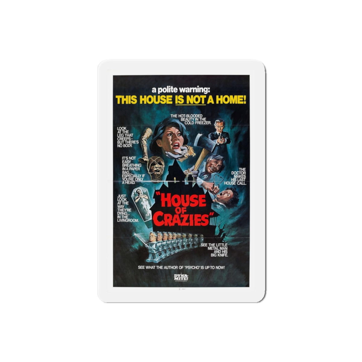 HOUSE OF CRAZIES (ASYLUM) 1972 Movie Poster - Refrigerator Magnet-6 Inch-The Sticker Space