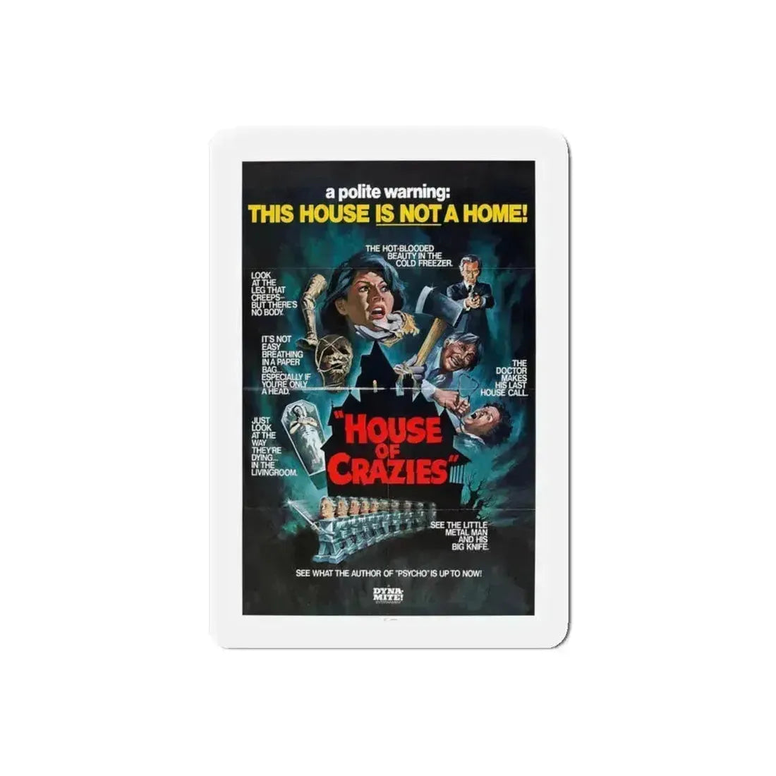 HOUSE OF CRAZIES (ASYLUM) 1972 Movie Poster - Refrigerator Magnet 6 Inch Die-Cut - The Sticker Space