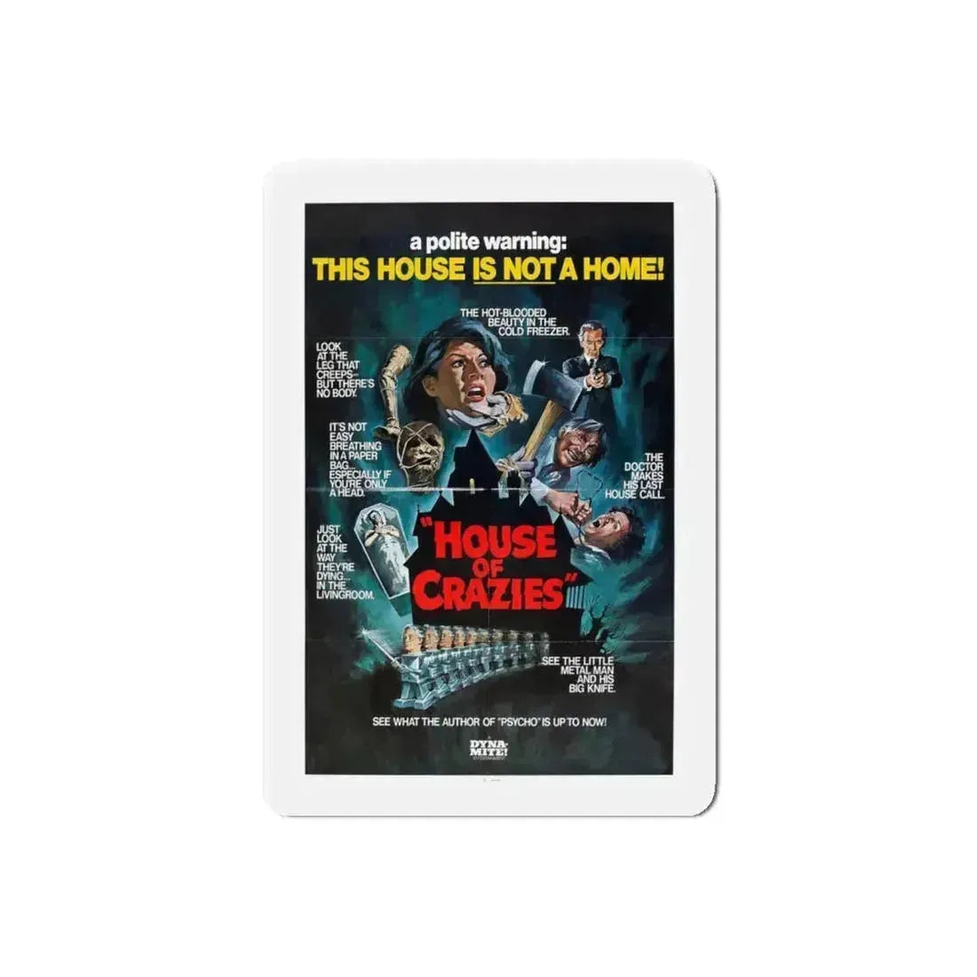 HOUSE OF CRAZIES (ASYLUM) 1972 Movie Poster - Refrigerator Magnet 6 Inch Die-Cut - The Sticker Space