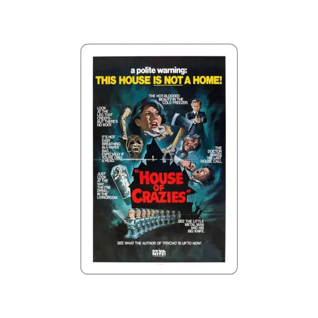 HOUSE OF CRAZIES (ASYLUM) 1972 Movie Poster STICKER Vinyl Die-Cut Decal 2 Inch - The Sticker Space