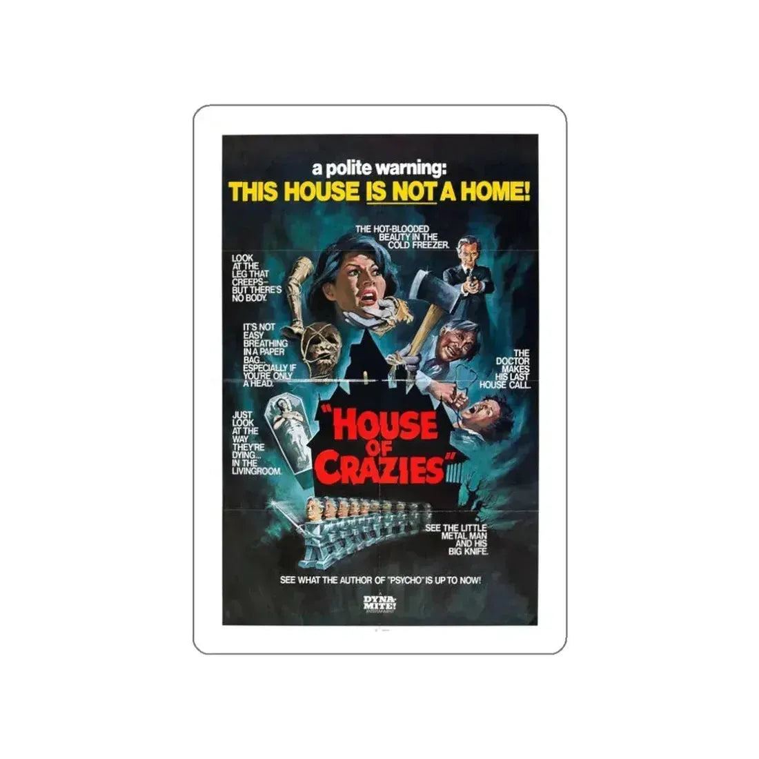 HOUSE OF CRAZIES (ASYLUM) 1972 Movie Poster STICKER Vinyl Die-Cut Decal 3 Inch - The Sticker Space