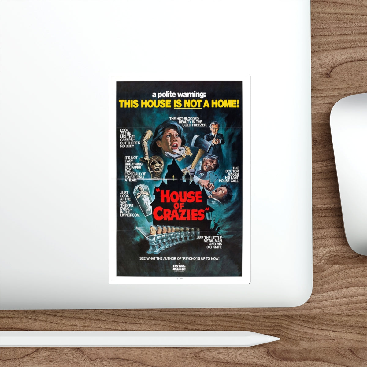 HOUSE OF CRAZIES (ASYLUM) 1972 Movie Poster STICKER Vinyl Die-Cut Decal-The Sticker Space