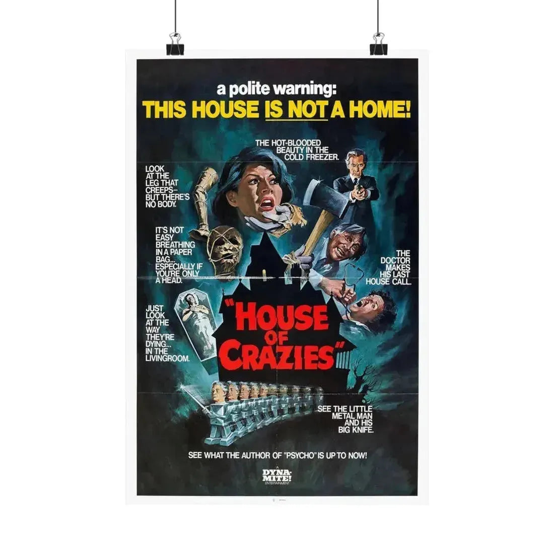 HOUSE OF CRAZIES (ASYLUM) 1972 - Paper Movie Poster 12″ x 18″ Matte - The Sticker Space
