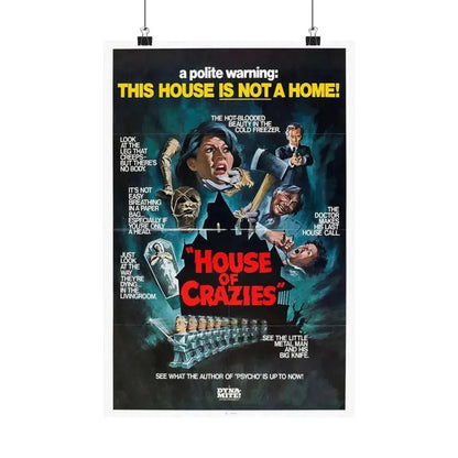 HOUSE OF CRAZIES (ASYLUM) 1972 - Paper Movie Poster 12″ x 18″ Matte - The Sticker Space