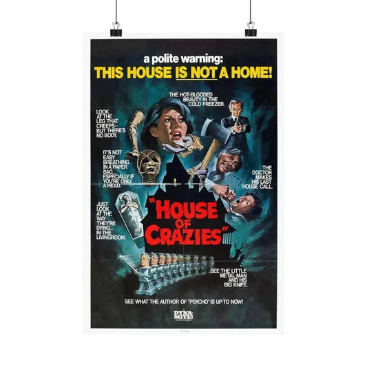 HOUSE OF CRAZIES (ASYLUM) 1972 - Paper Movie Poster 12″ x 18″ Matte - The Sticker Space