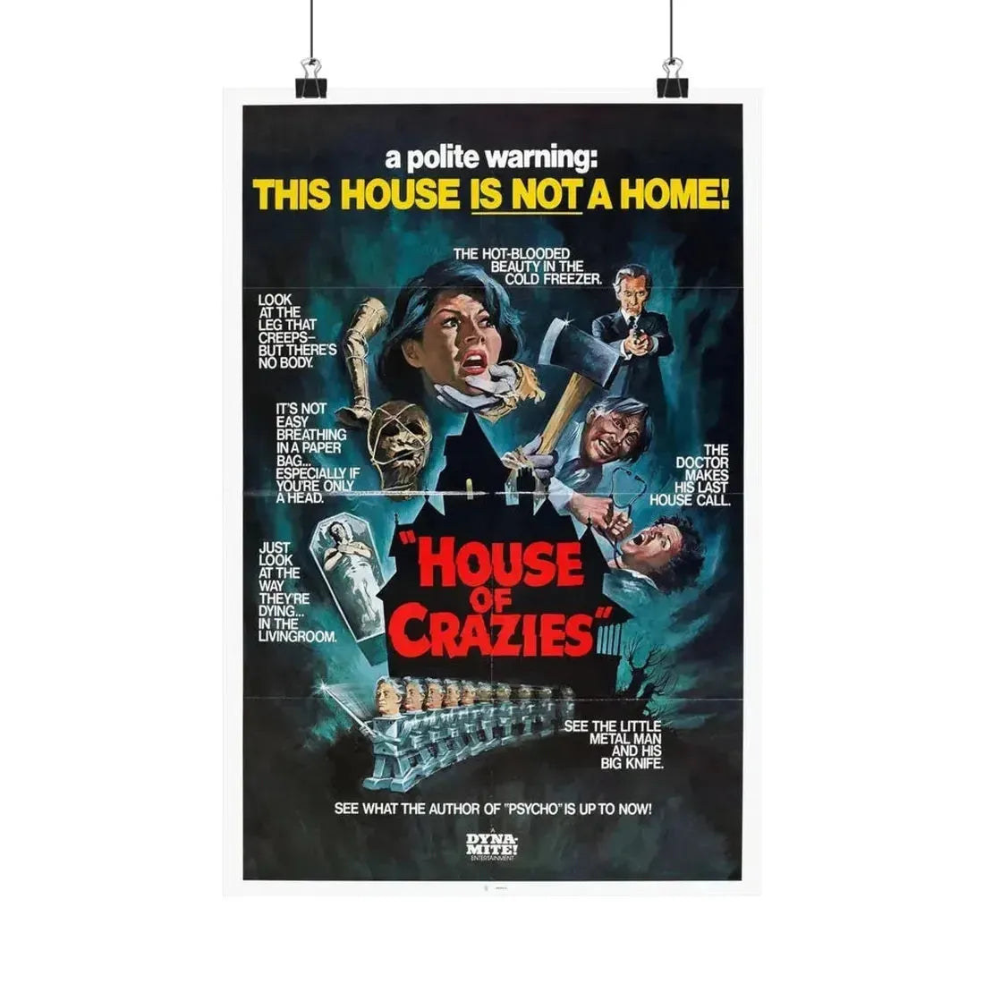 HOUSE OF CRAZIES (ASYLUM) 1972 - Paper Movie Poster - The Sticker Space