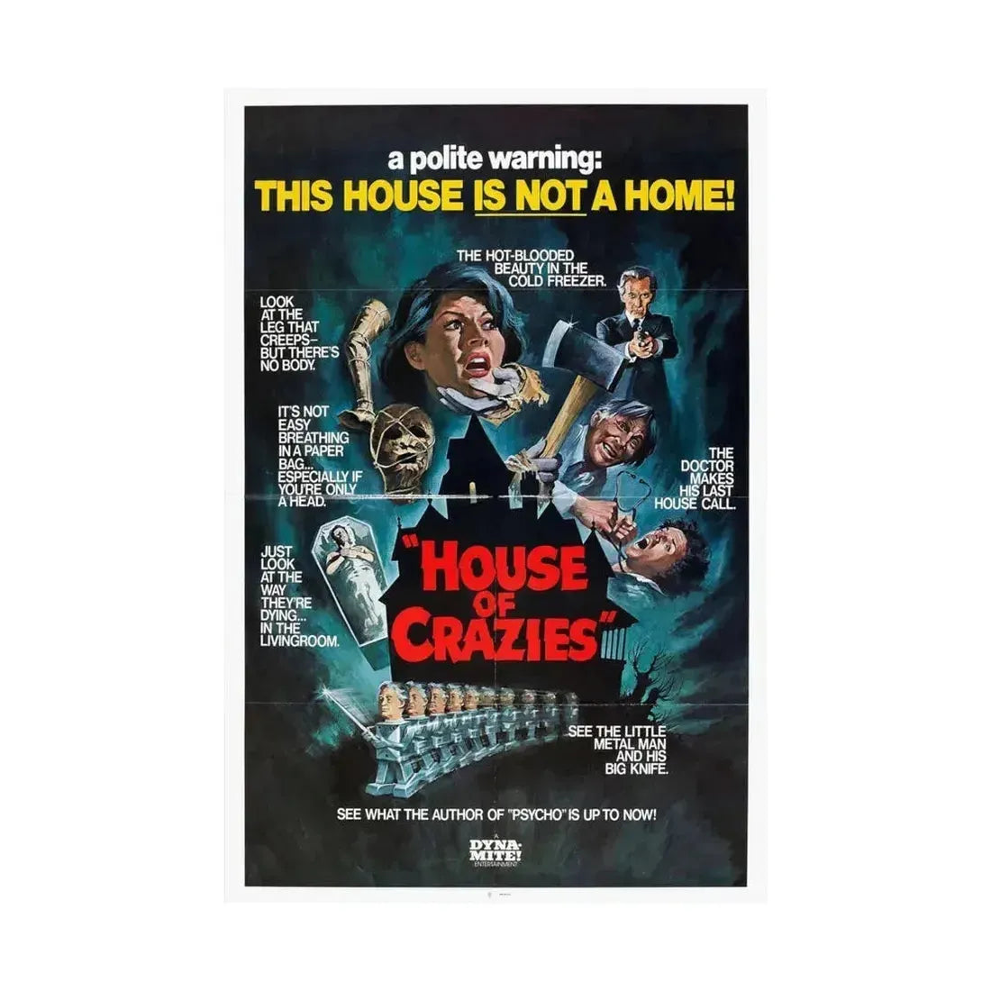 HOUSE OF CRAZIES (ASYLUM) 1972 - Paper Movie Poster - The Sticker Space