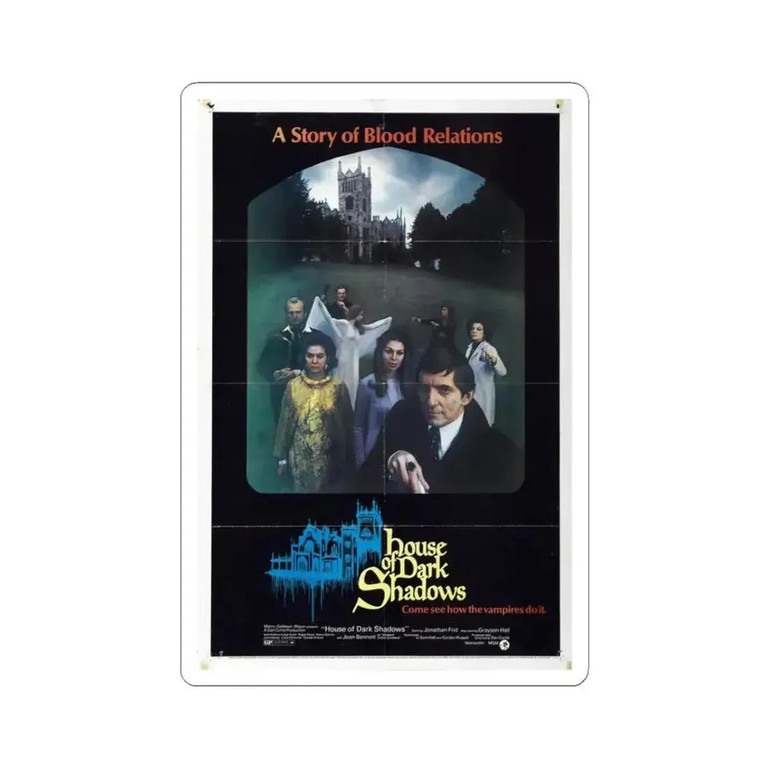 HOUSE OF DARK SHADOWS (3) 1970 Movie Poster - STICKER Vinyl Kiss-Cut Decal 3 Inch White - The Sticker Space
