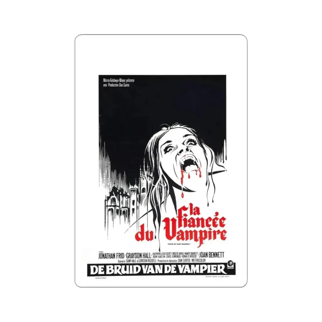 HOUSE OF DARK SHADOWS (BELGIAN) 1970 Movie Poster - STICKER Vinyl Kiss-Cut Decal 6 Inch White - The Sticker Space