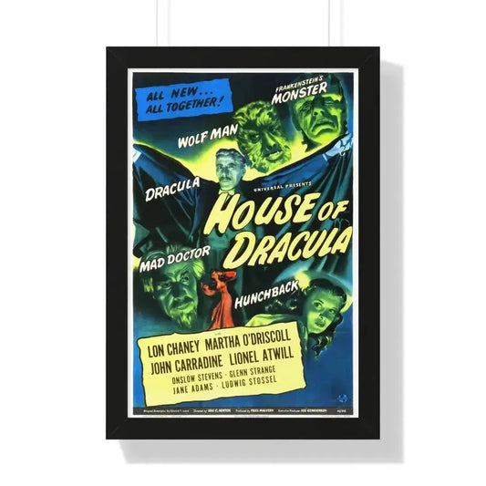 HOUSE OF DRACULA 1945 - Framed Movie Poster 16″ x 24″ Black - The Sticker Space