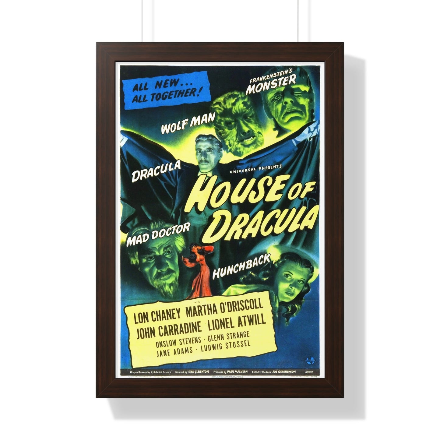 HOUSE OF DRACULA 1945 - Framed Movie Poster-16″ x 24″-The Sticker Space