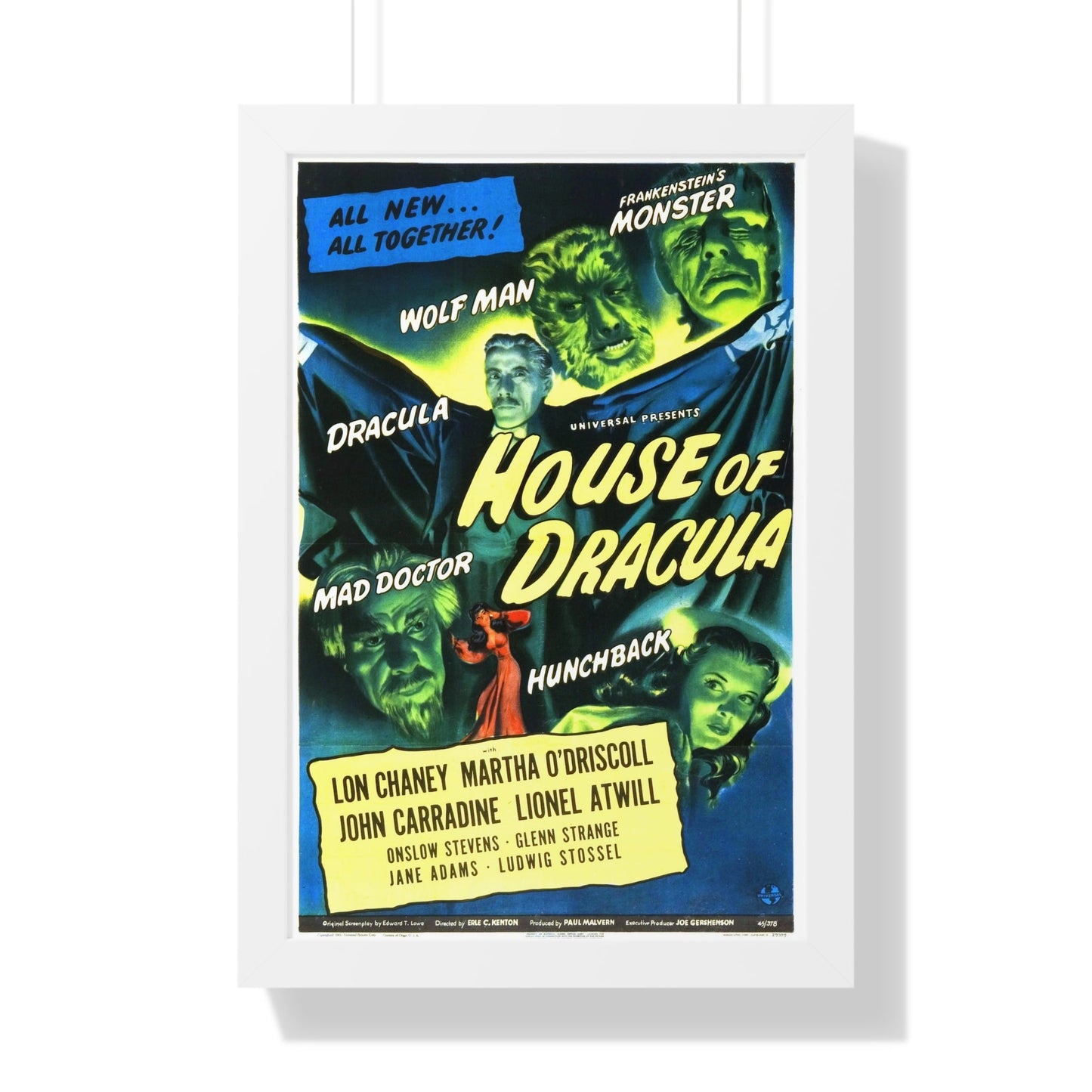 HOUSE OF DRACULA 1945 - Framed Movie Poster-16″ x 24″-The Sticker Space