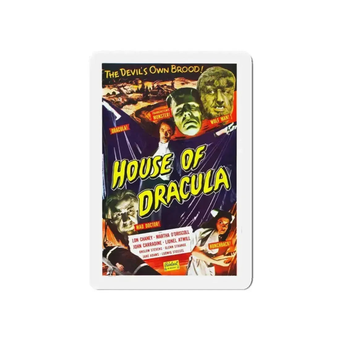 HOUSE OF DRACULA (2) 1945 Movie Poster - Refrigerator Magnet 3 Inch Die-Cut - The Sticker Space