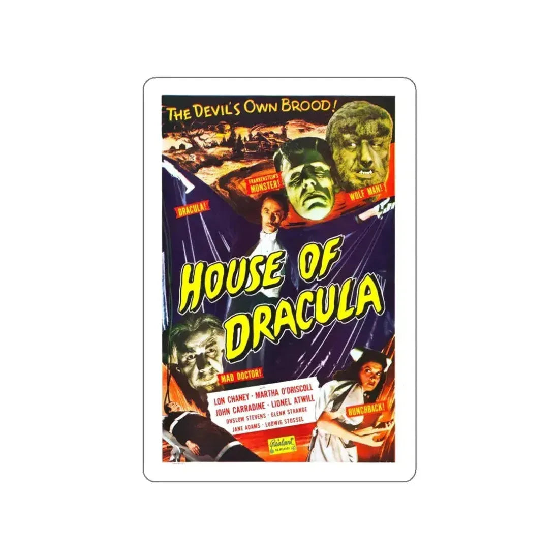 HOUSE OF DRACULA (2) 1945 Movie Poster STICKER Vinyl Die-Cut Decal 3 Inch - The Sticker Space