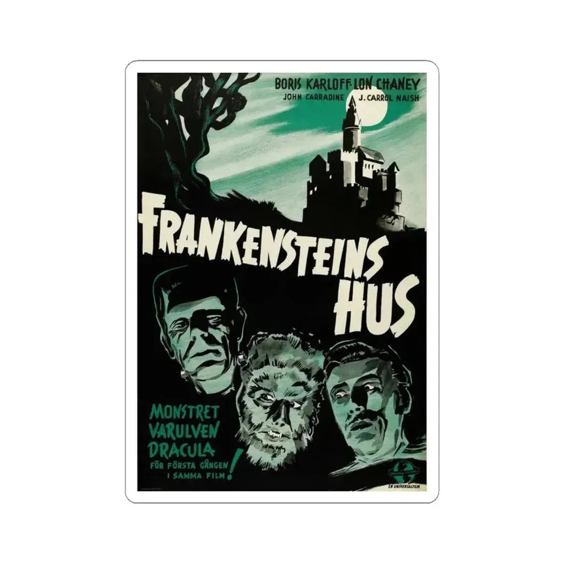 HOUSE OF DRACULA (SWEDEN) 1945 Movie Poster - STICKER Vinyl Kiss-Cut Decal 4 Inch White - The Sticker Space