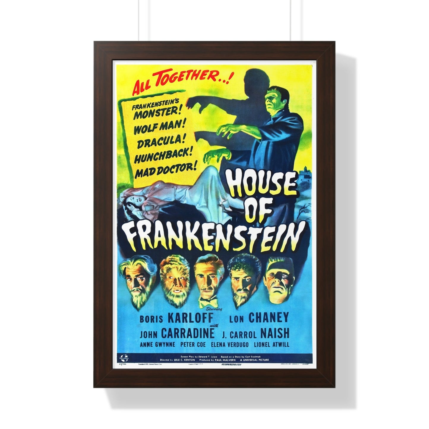 HOUSE OF FRANKENSTEIN 1944 - Framed Movie Poster-16″ x 24″-The Sticker Space