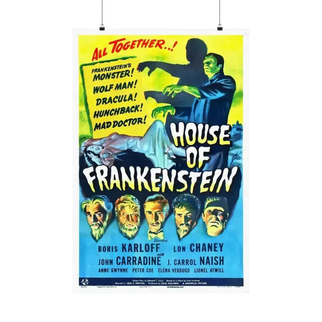 HOUSE OF FRANKENSTEIN 1944 - Paper Movie Poster 24″ x 36″ Matte - The Sticker Space