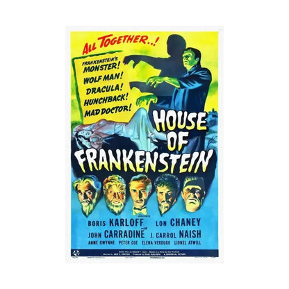 HOUSE OF FRANKENSTEIN 1944 - Paper Movie Poster - The Sticker Space