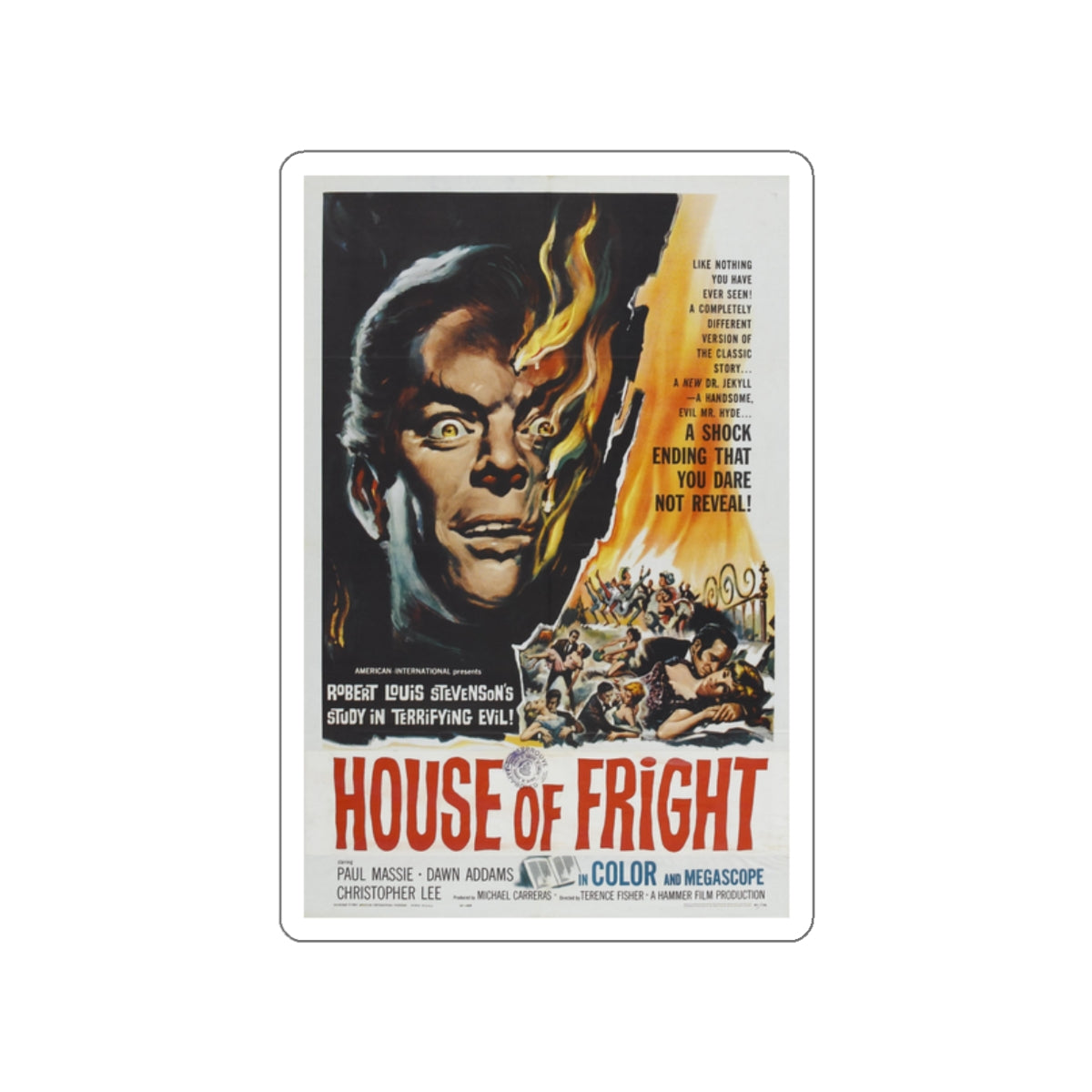 HOUSE OF FRIGHT (THE TWO FACES OF DR. JEKYLL) 1960 Movie Poster STICKER Vinyl Die-Cut Decal-2 Inch-The Sticker Space