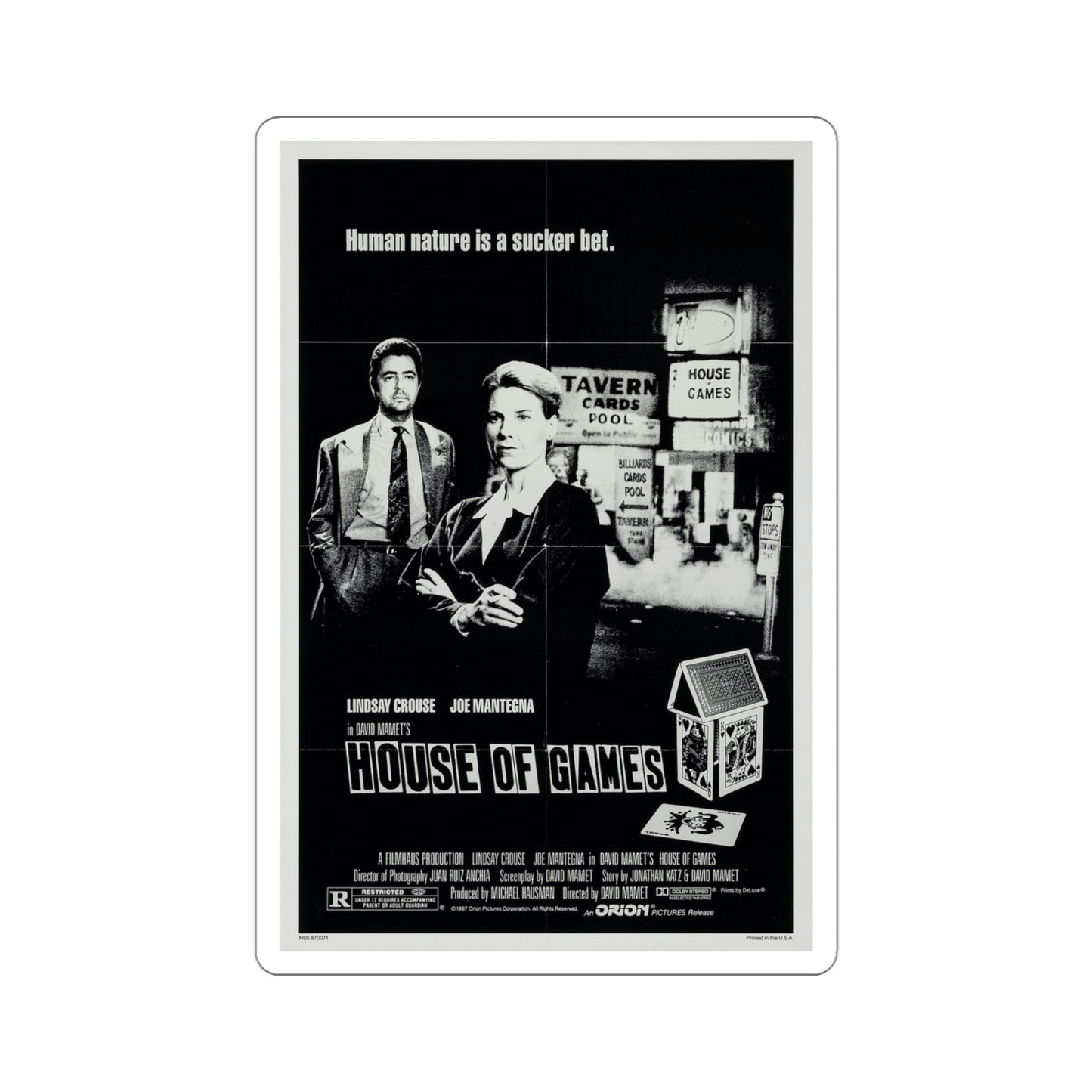 House of Games 1987 Movie Poster STICKER Vinyl Die-Cut Decal-4 Inch-The Sticker Space