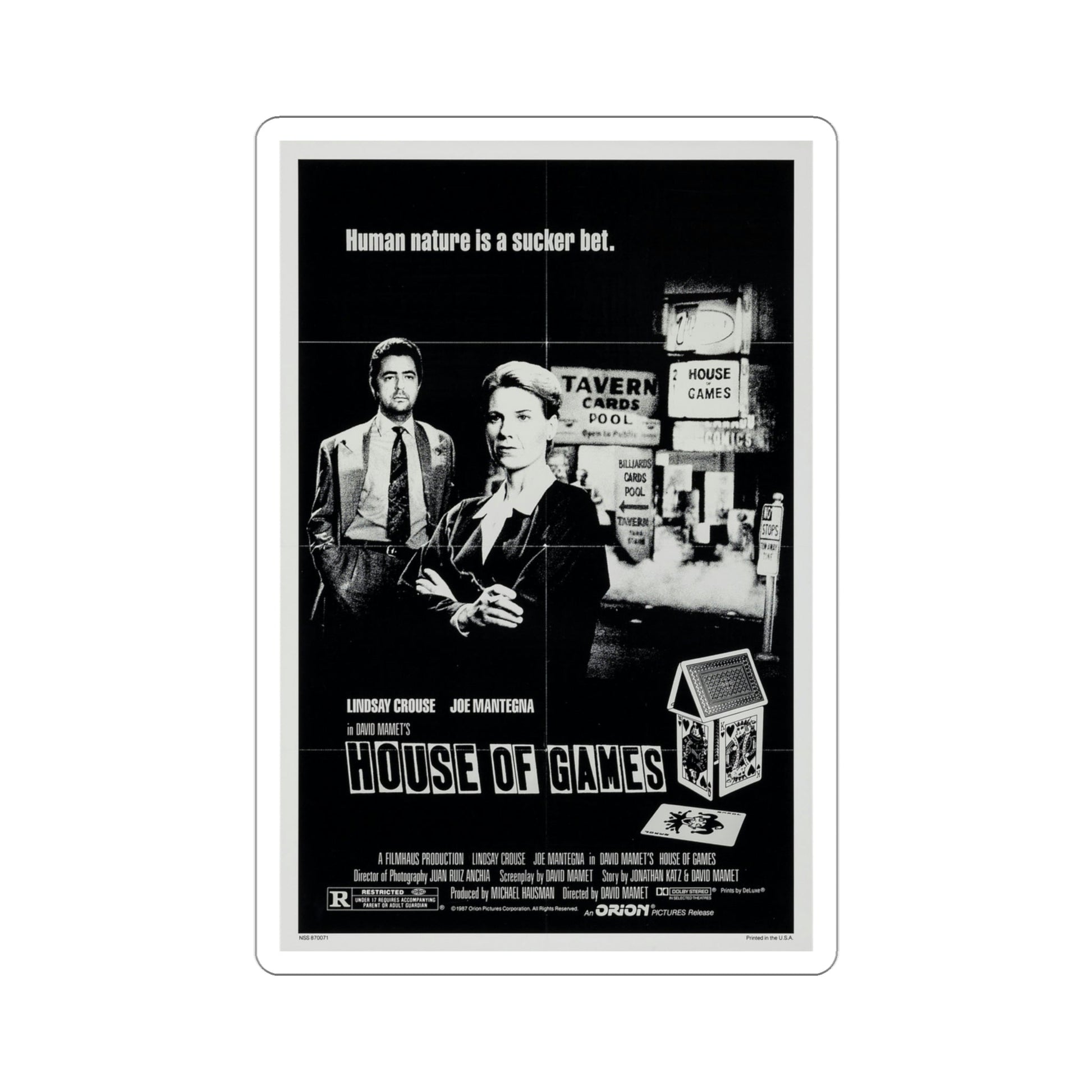 House of Games 1987 Movie Poster STICKER Vinyl Die-Cut Decal-4 Inch-The Sticker Space