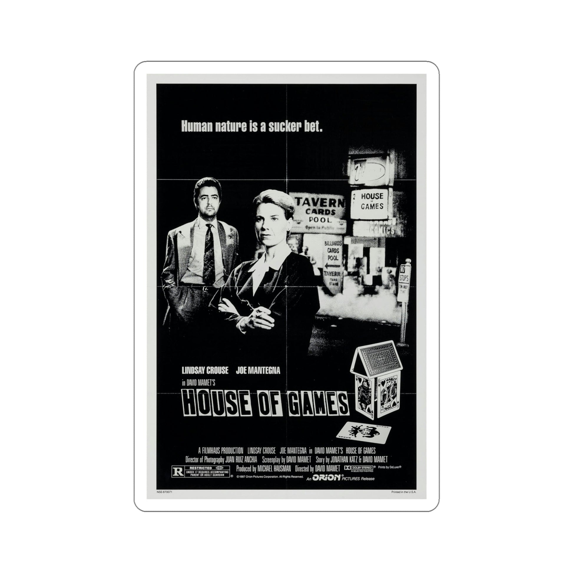 House of Games 1987 Movie Poster STICKER Vinyl Die-Cut Decal-6 Inch-The Sticker Space