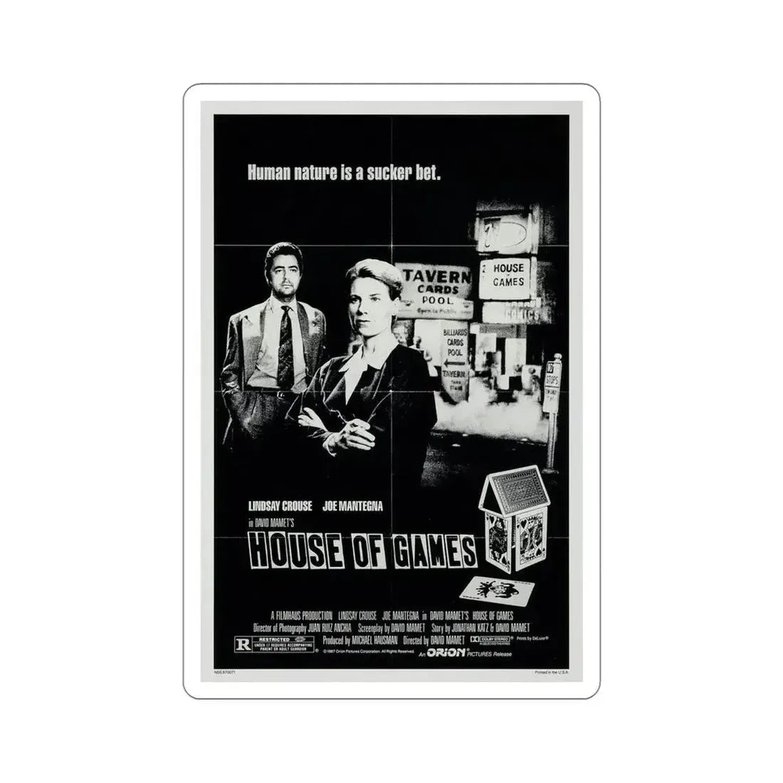 House of Games 1987 Movie Poster STICKER Vinyl Die-Cut Decal - The Sticker Space