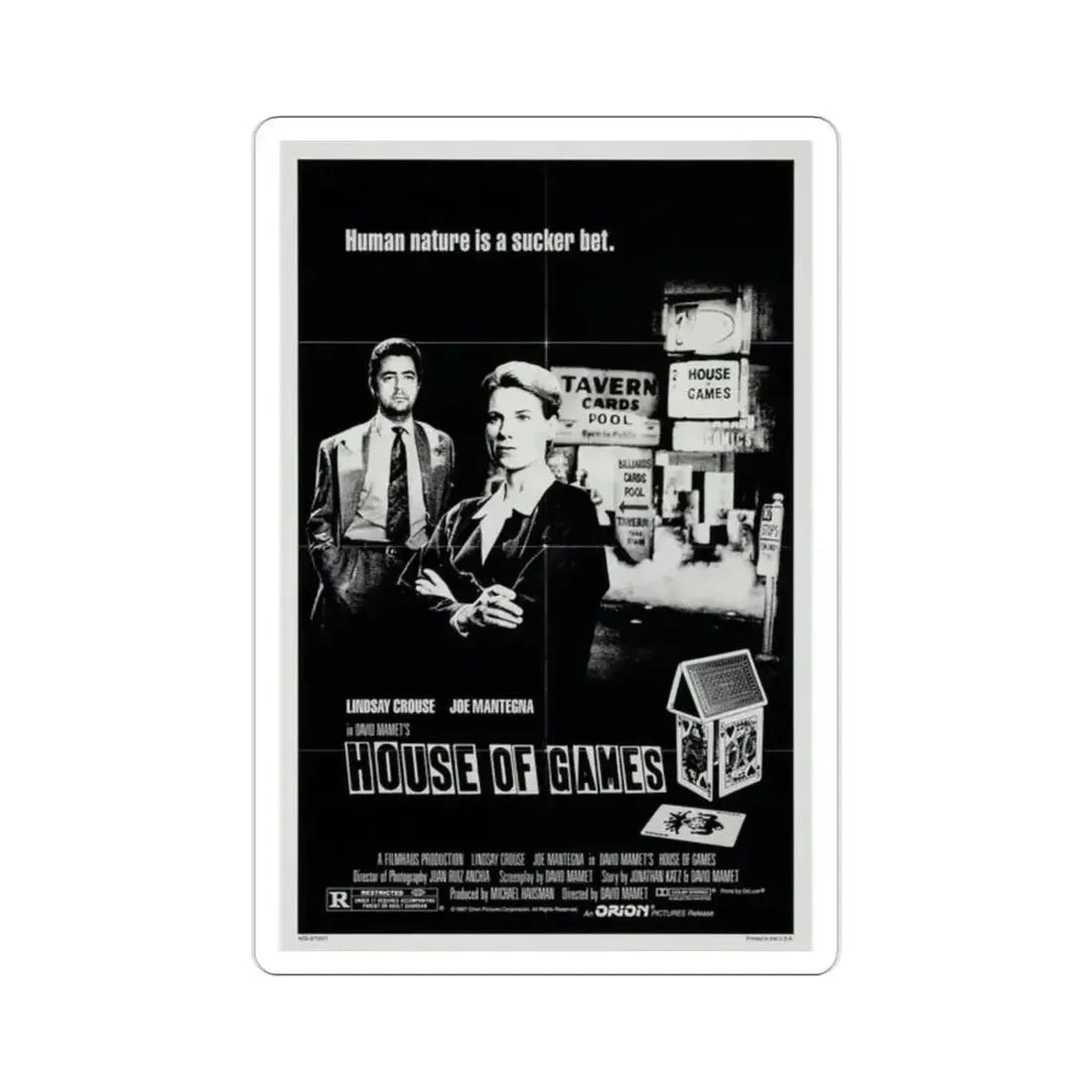 House of Games 1987 Movie Poster STICKER Vinyl Die-Cut Decal - The Sticker Space