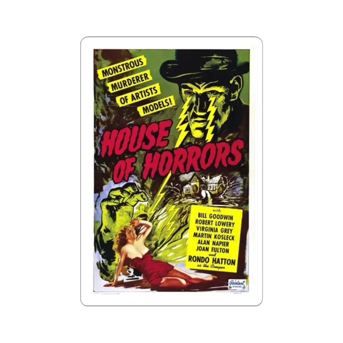 HOUSE OF HORRORS (2) 1946 Movie Poster - STICKER Vinyl Kiss-Cut Decal 2 Inch White - The Sticker Space