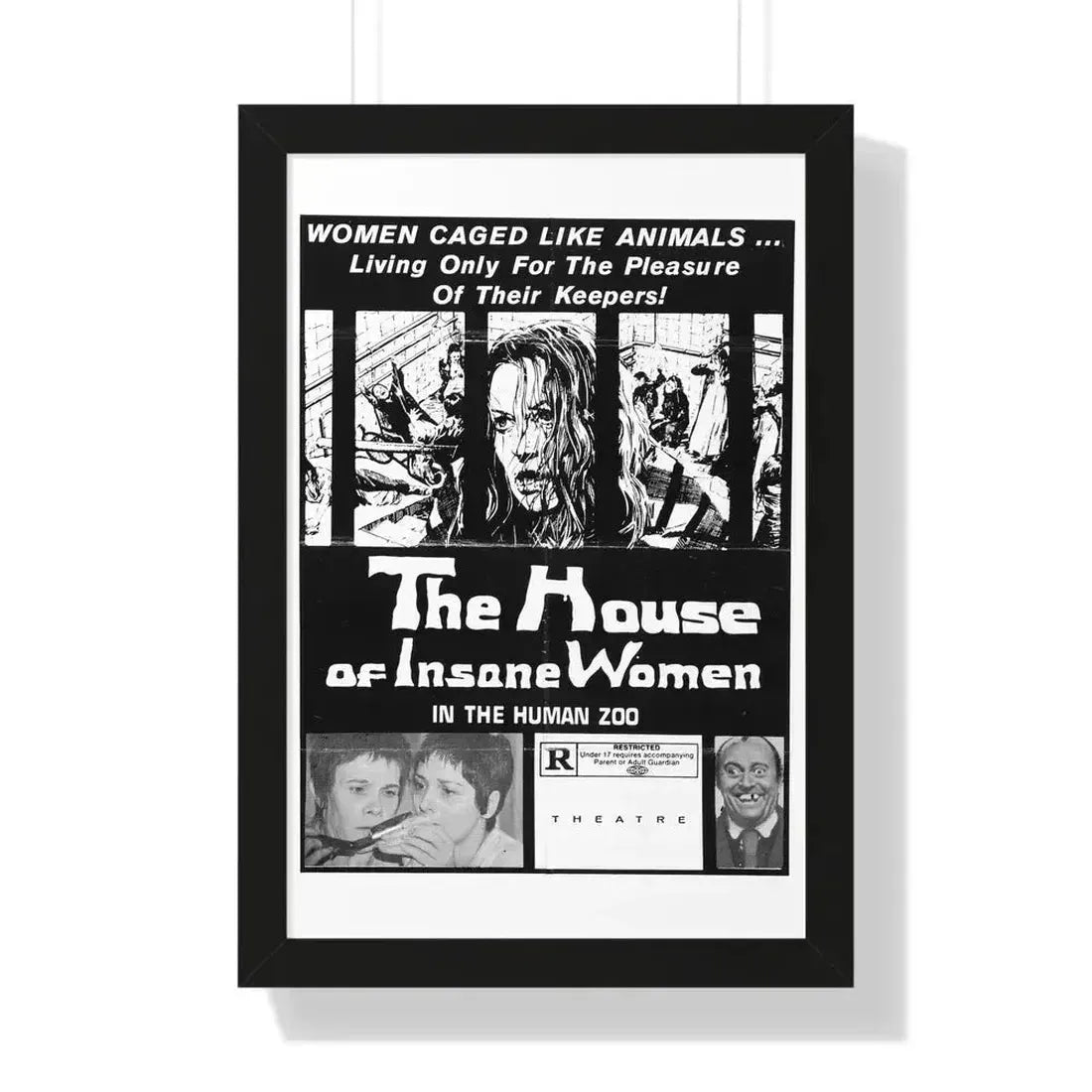 HOUSE OF INSANE WOMEN (2) 1971 - Framed Movie Poster 16″ x 24″ Black - The Sticker Space