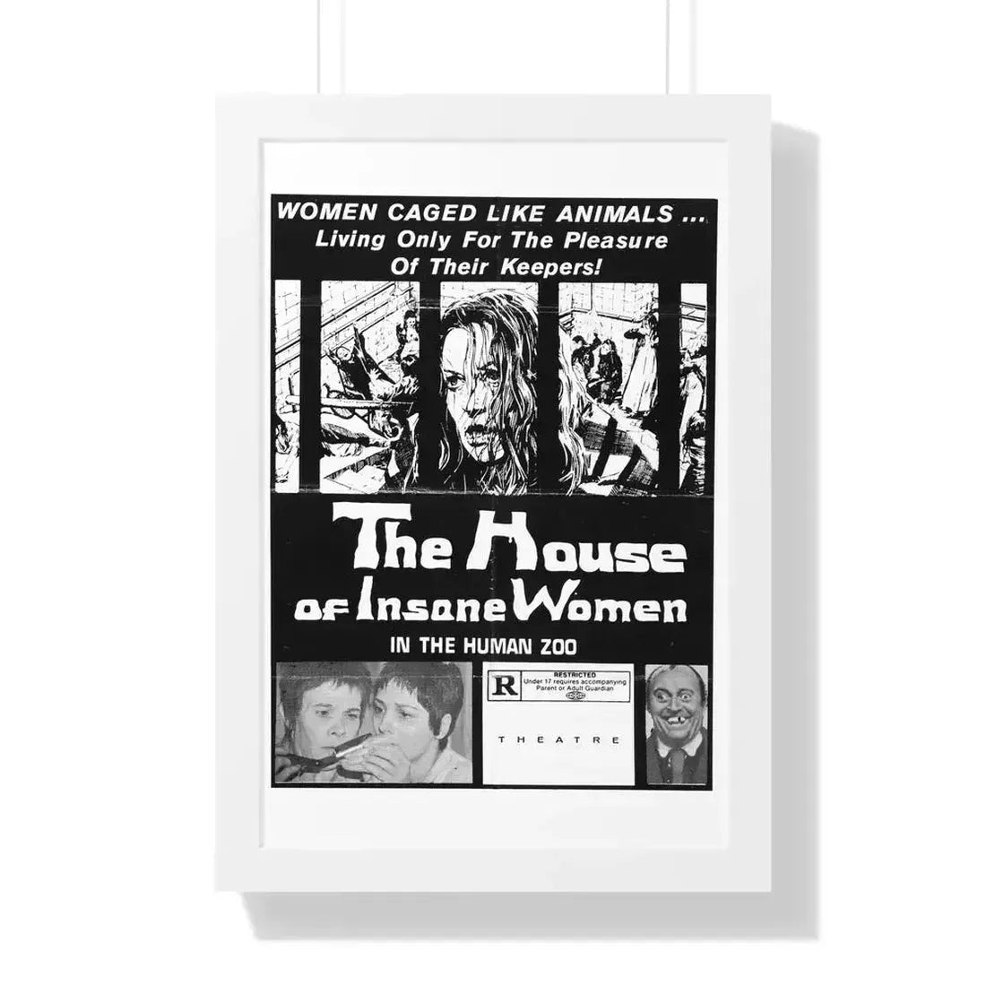 HOUSE OF INSANE WOMEN (2) 1971 - Framed Movie Poster 16″ x 24″ White - The Sticker Space
