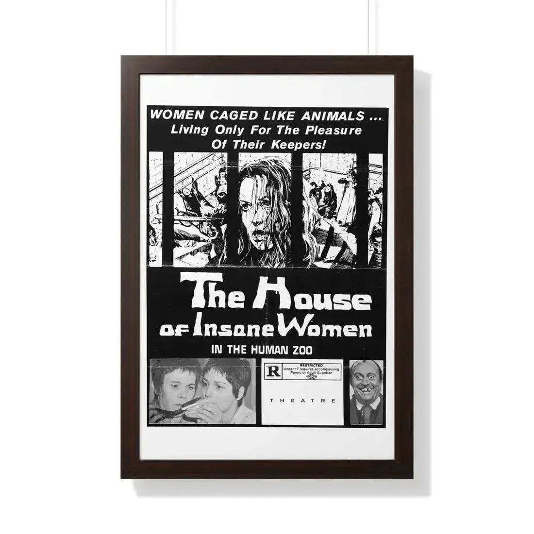 HOUSE OF INSANE WOMEN (2) 1971 - Framed Movie Poster 20" x 30" Walnut - The Sticker Space