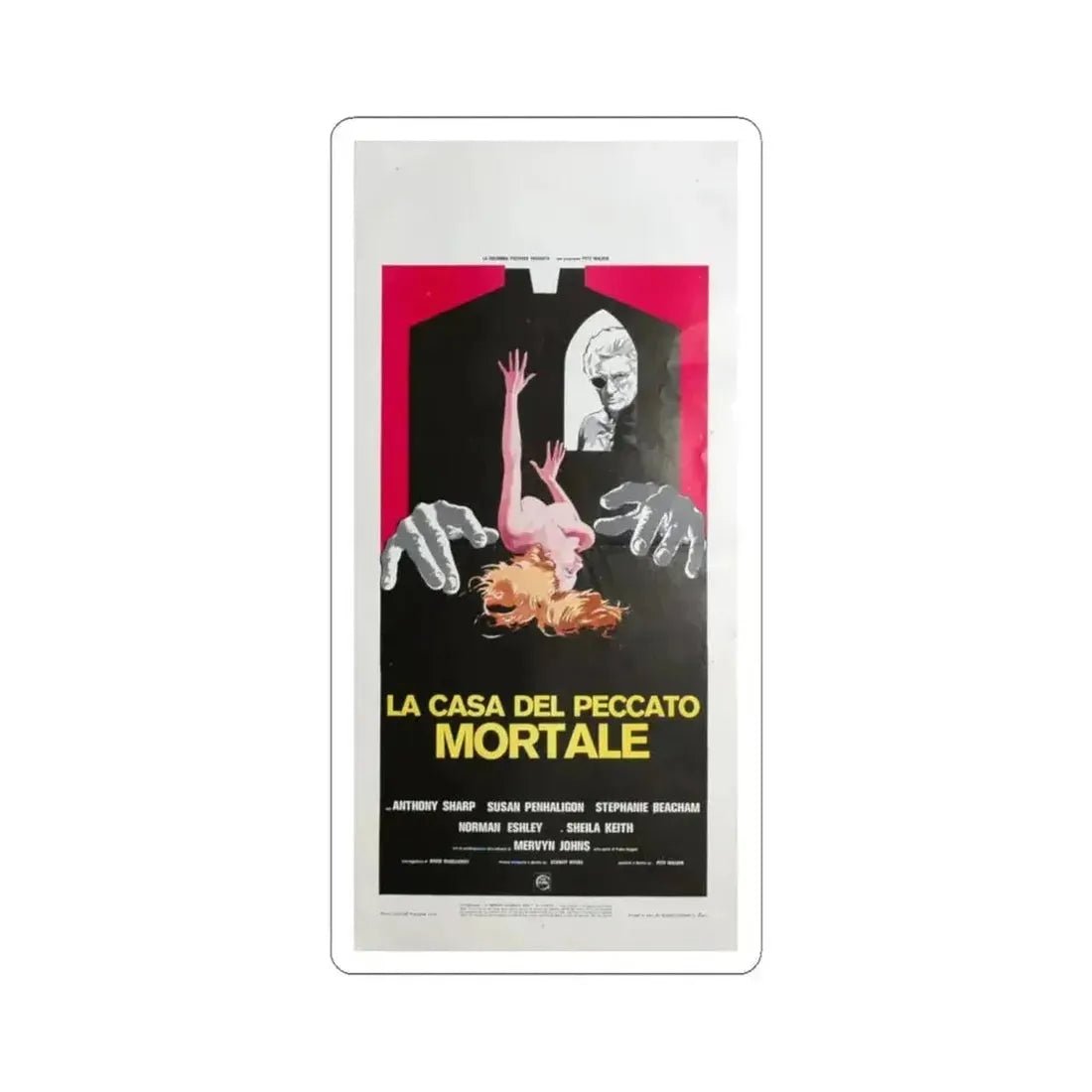 HOUSE OF MORTAL SIN (ITALIAN) 1976 Movie Poster - STICKER Vinyl Kiss-Cut Decal 6 Inch White - The Sticker Space