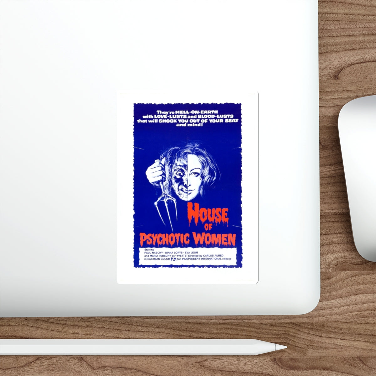 HOUSE OF PSYCHOTIC WOMEN (BLUE EYES OF THE BROKEN DOLL) 1973 Movie Poster STICKER Vinyl Die-Cut Decal-The Sticker Space