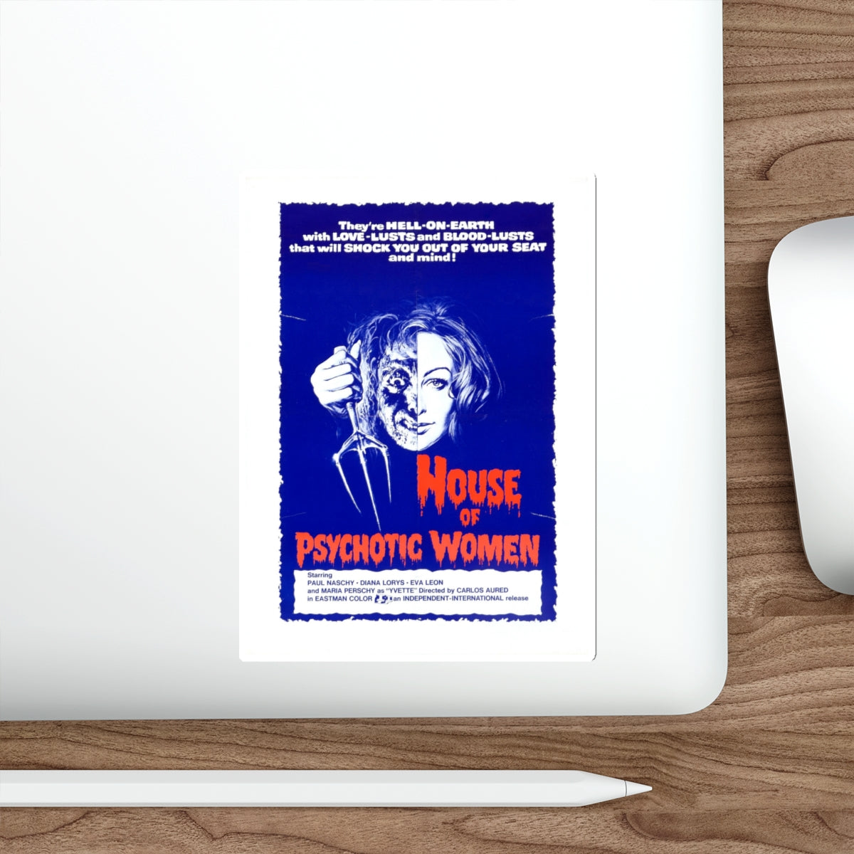 HOUSE OF PSYCHOTIC WOMEN (BLUE EYES OF THE BROKEN DOLL) 1973 Movie Poster STICKER Vinyl Die-Cut Decal-The Sticker Space