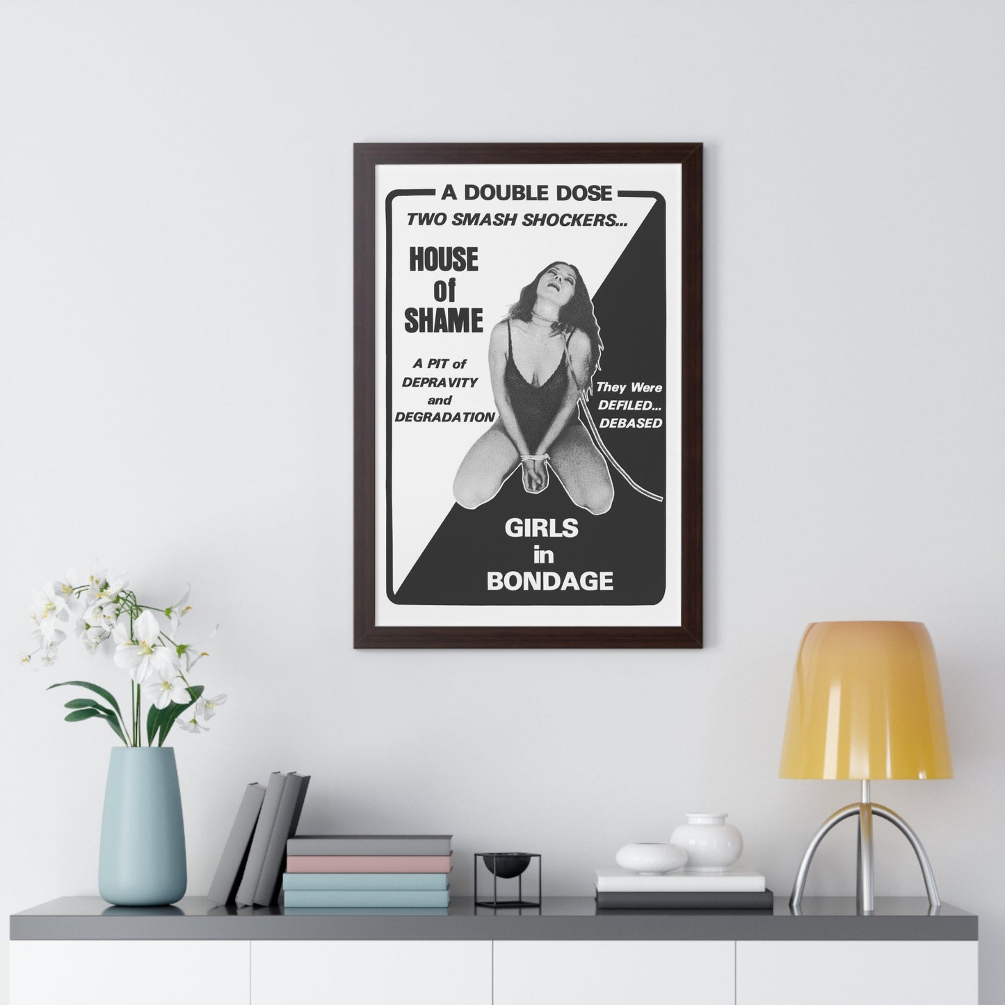 HOUSE OF SHAME + GIRLS IN BONDAGE 1964 - Framed Movie Poster-The Sticker Space