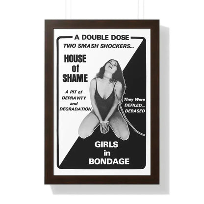 HOUSE OF SHAME + GIRLS IN BONDAGE 1964 - Framed Movie Poster 16″ x 24″ Walnut - The Sticker Space