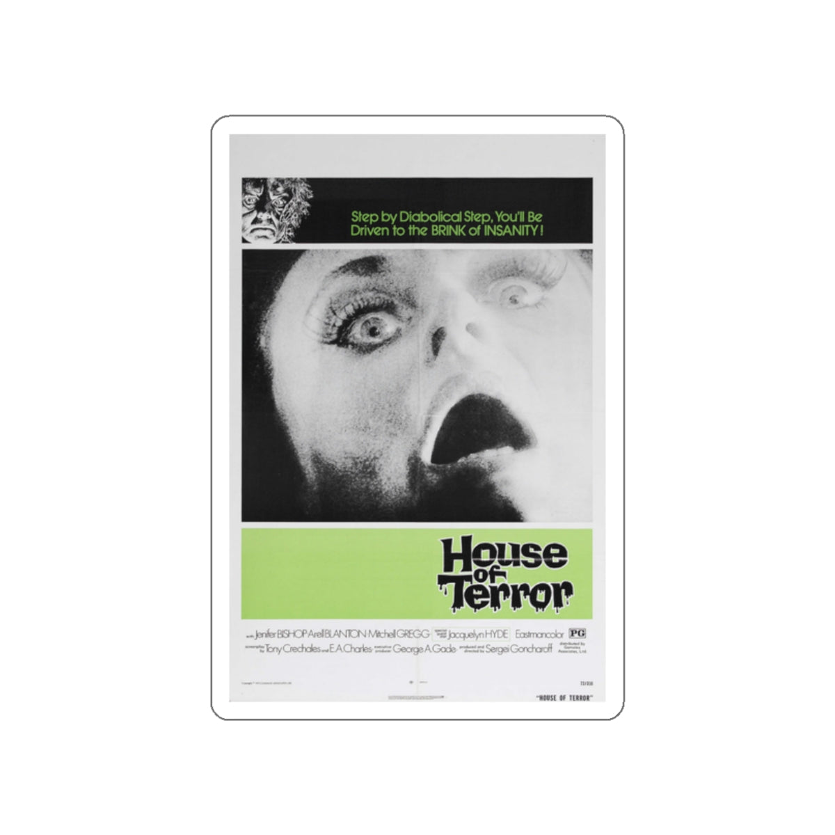 HOUSE OF TERROR 1973 Movie Poster STICKER Vinyl Die-Cut Decal-2 Inch-The Sticker Space