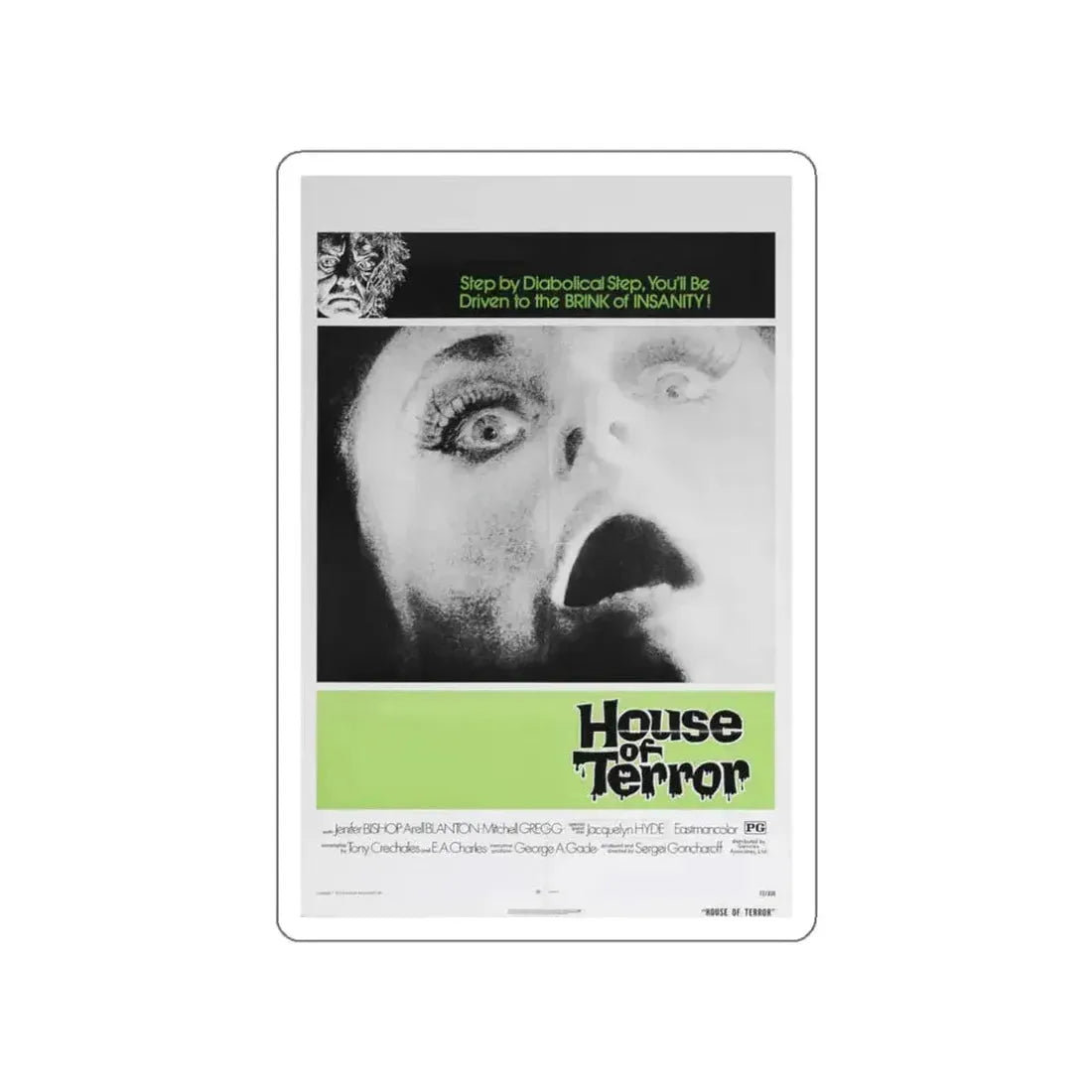 HOUSE OF TERROR 1973 Movie Poster STICKER Vinyl Die-Cut Decal 3 Inch - The Sticker Space