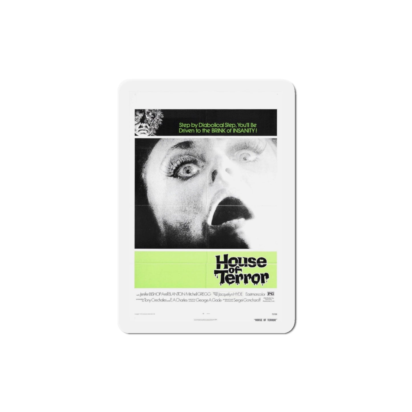 House of Terror 1975 Movie Poster Die-Cut Magnet-3 Inch-The Sticker Space