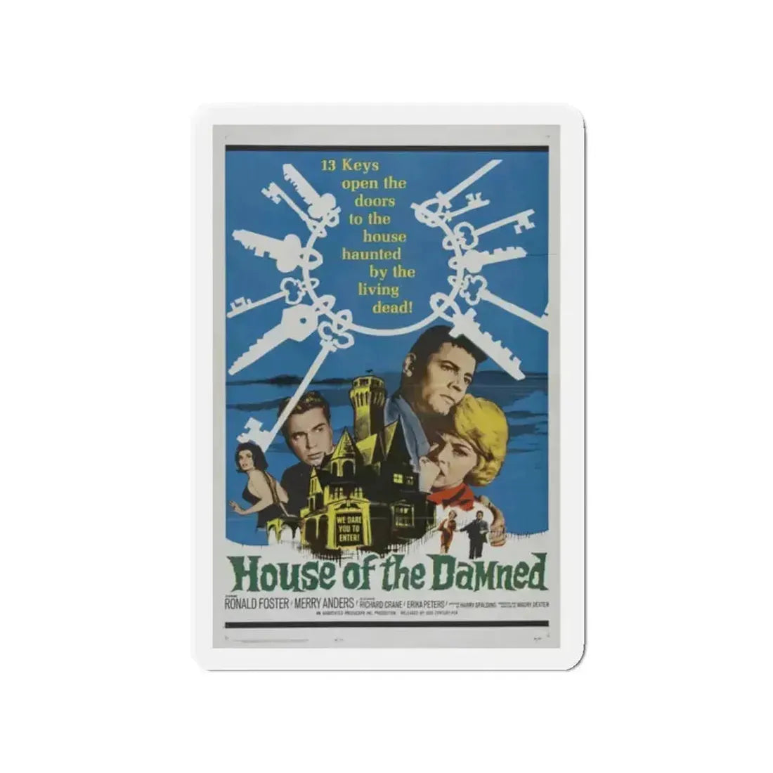 HOUSE OF THE DAMNED 1963 Movie Poster - Refrigerator Magnet 2 Inch Die-Cut - The Sticker Space