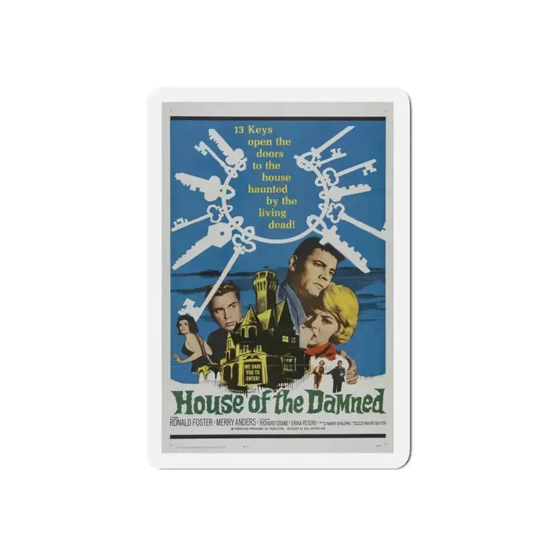 HOUSE OF THE DAMNED 1963 Movie Poster - Refrigerator Magnet 4 Inch Die-Cut - The Sticker Space