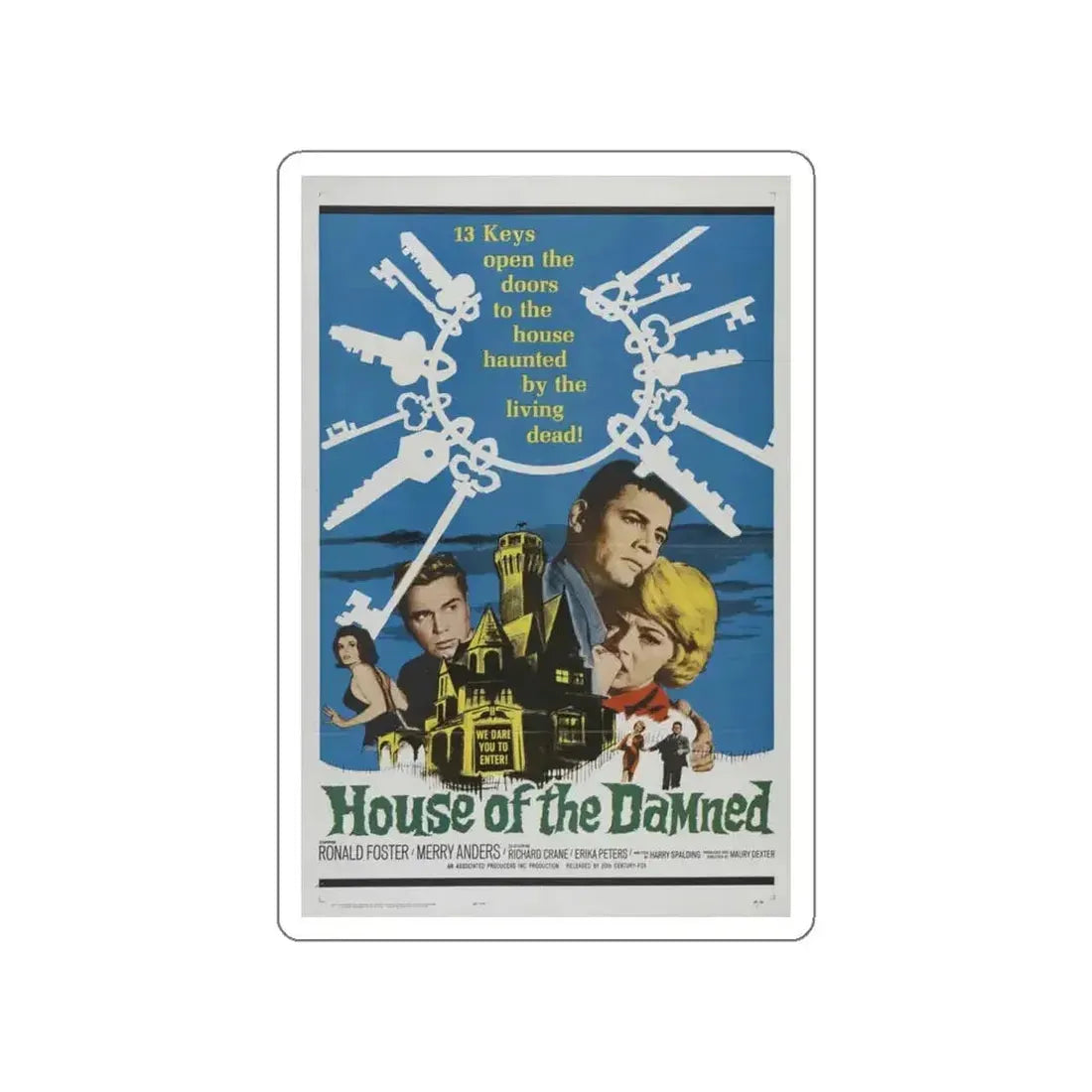 HOUSE OF THE DAMNED 1963 Movie Poster STICKER Vinyl Die-Cut Decal - The Sticker Space