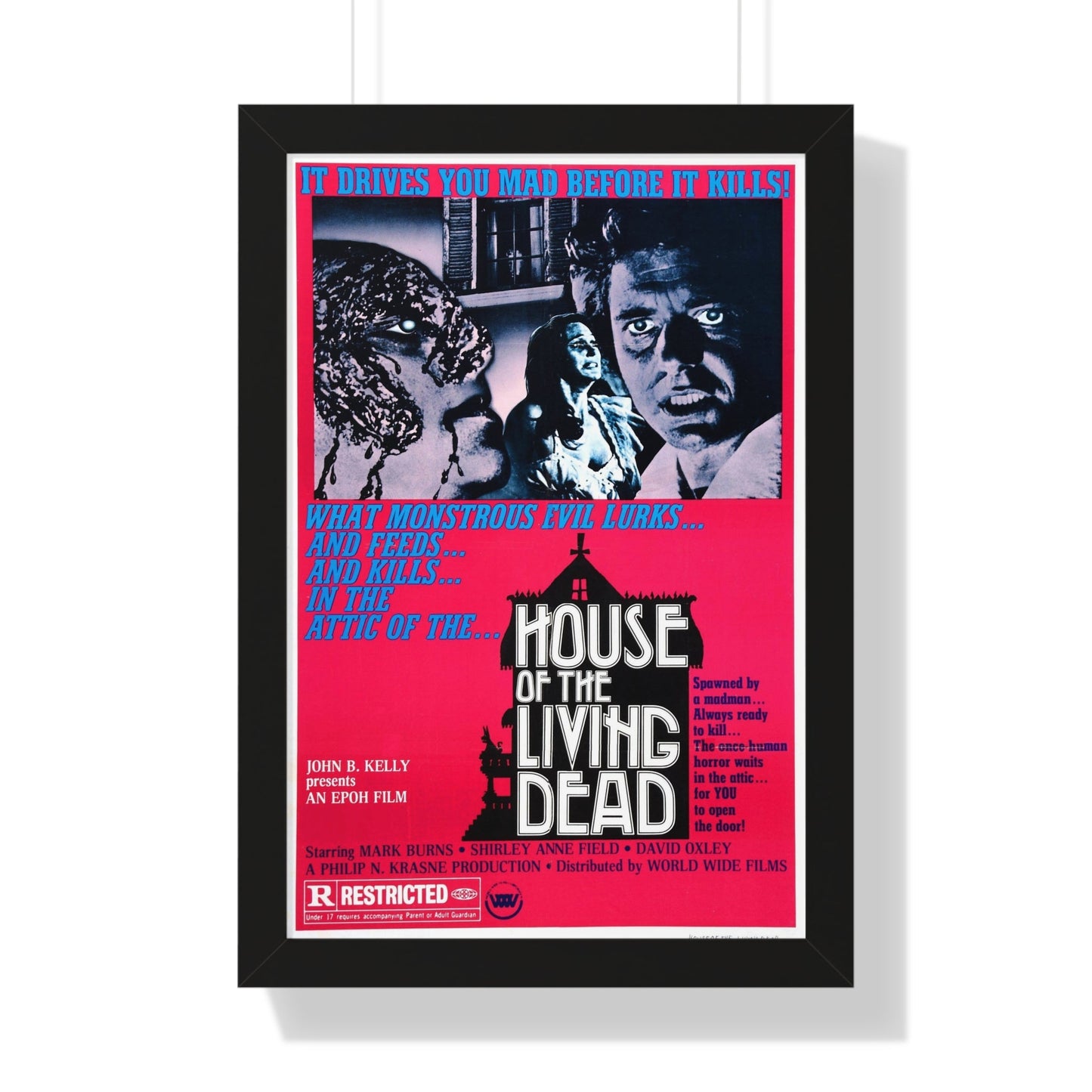 HOUSE OF THE LIVING DEAD 1976 - Framed Movie Poster-16″ x 24″-The Sticker Space