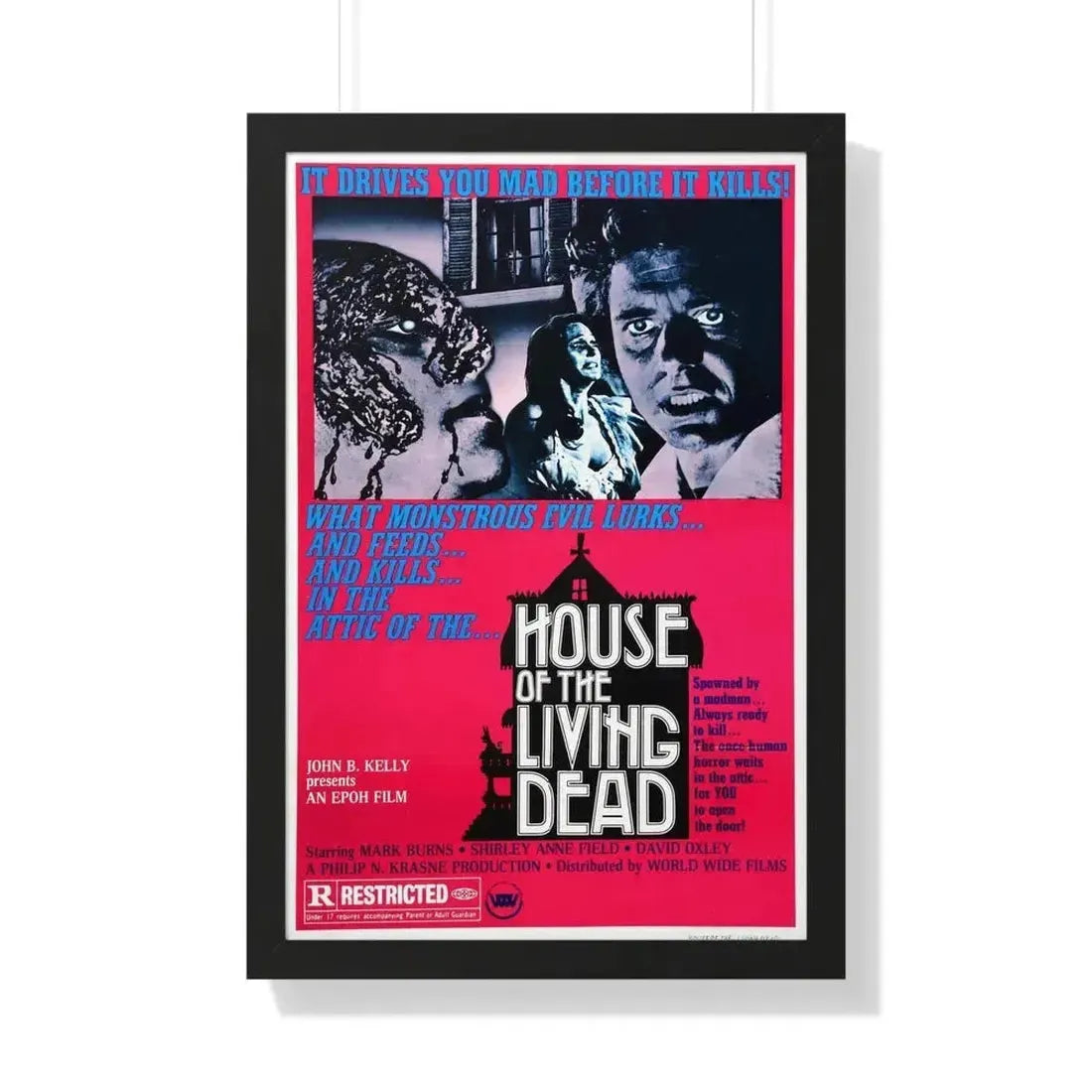 HOUSE OF THE LIVING DEAD 1976 - Framed Movie Poster 20" x 30" Black - The Sticker Space