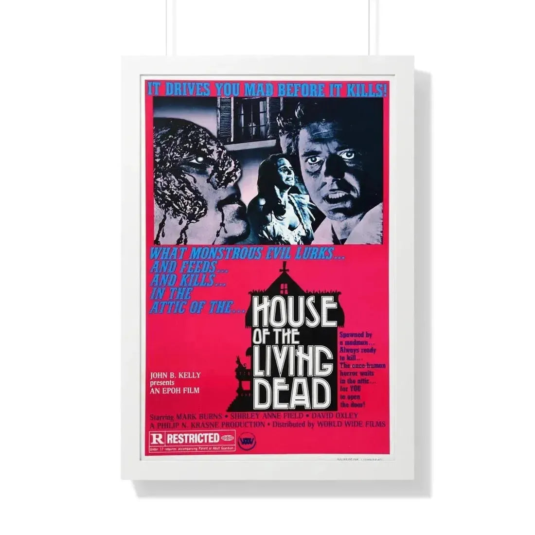 HOUSE OF THE LIVING DEAD 1976 - Framed Movie Poster 20" x 30" White - The Sticker Space