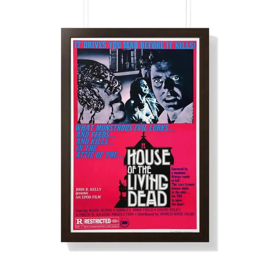 HOUSE OF THE LIVING DEAD 1976 - Framed Movie Poster - The Sticker Space
