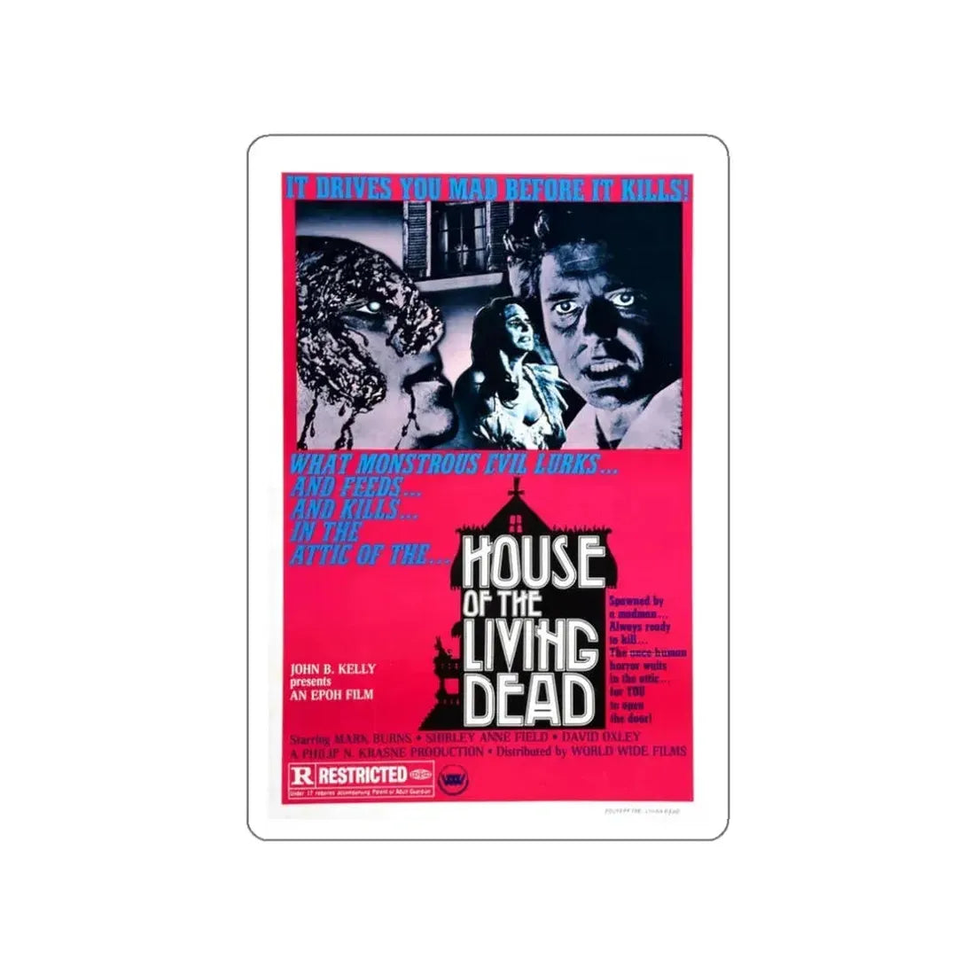 HOUSE OF THE LIVING DEAD 1976 Movie Poster STICKER Vinyl Die-Cut Decal 3 Inch - The Sticker Space
