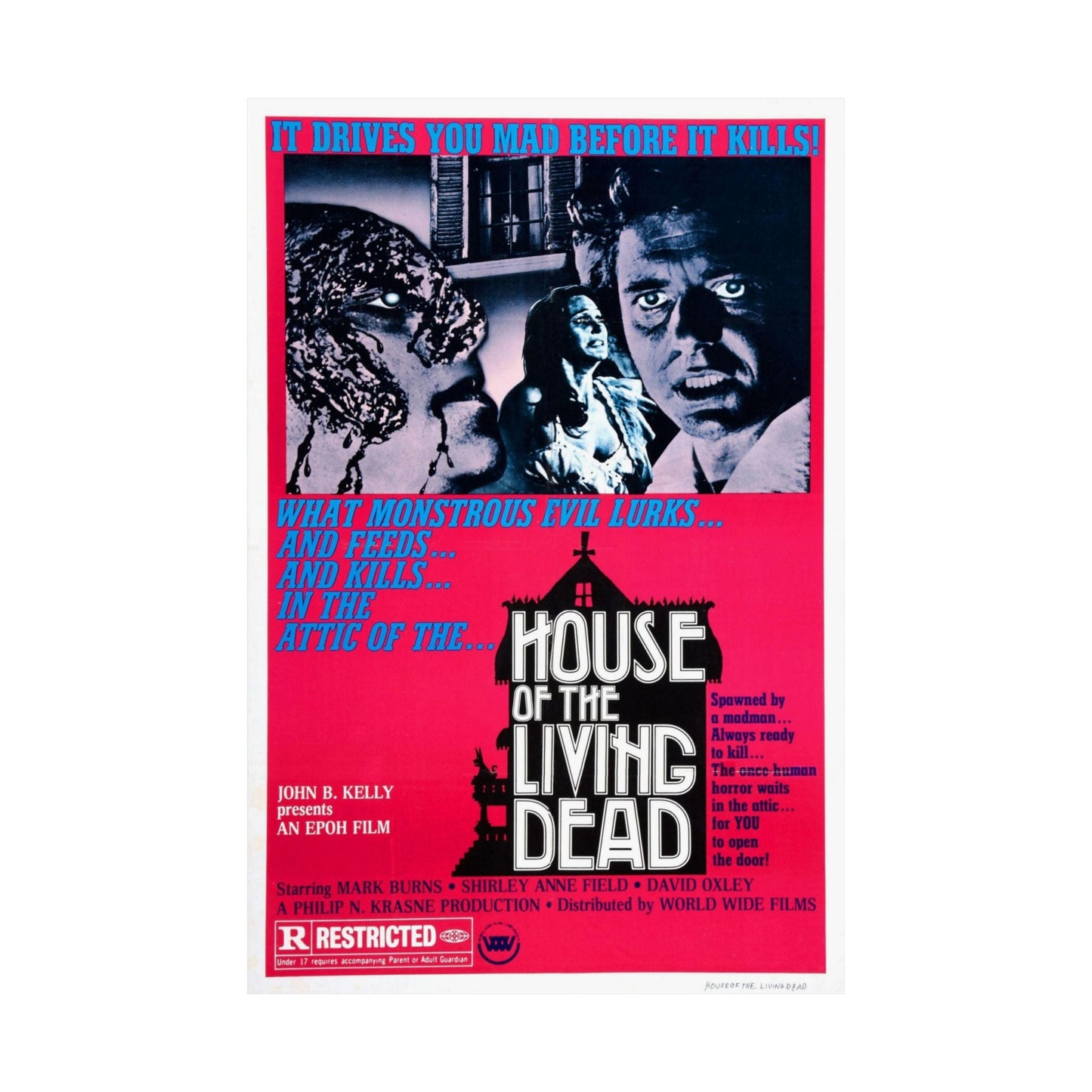 HOUSE OF THE LIVING DEAD 1976 - Paper Movie Poster-The Sticker Space