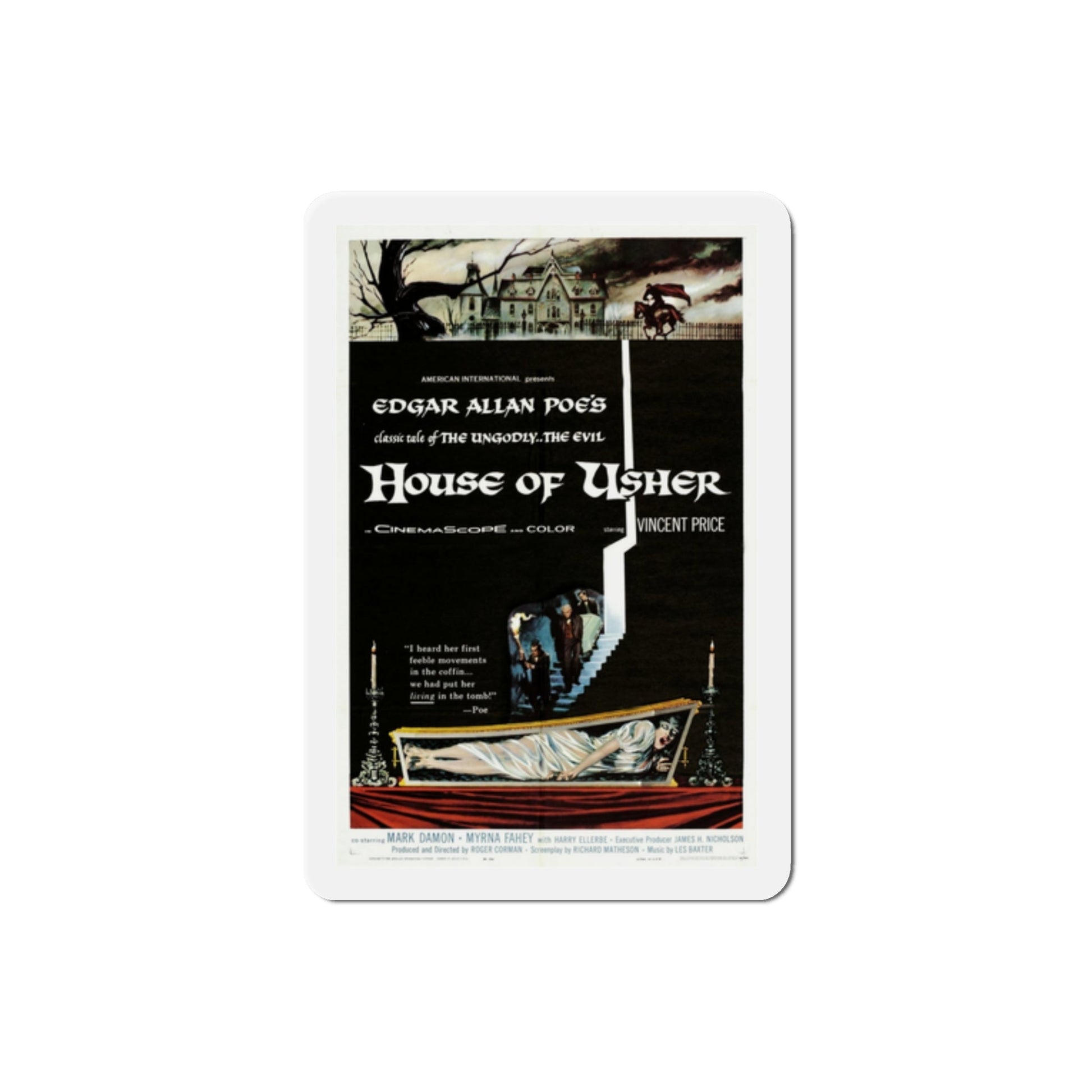 House of Usher 1960 Movie Poster Die-Cut Magnet-2 Inch-The Sticker Space